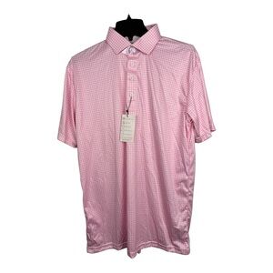 Collars & Co Polo Shirt Mens Large Pink Gingham Dress Collar Golf Performance